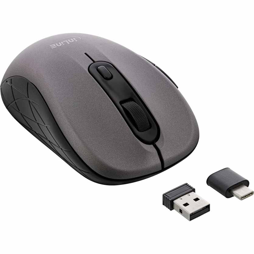 55363 MOUSE 3 IN 1, BLUETOOTH + 2x 2.4GHz, 5 BUTTONS GREY/BLACK INLINE ...