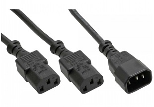 16633 Y-CABLE POWER 1xC14 TO 2xC13 1.8m INLINE