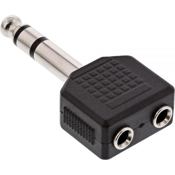 99304 AUDIO ADAPTER 6.35 MALE TO 2x3.5 JACK FEMALE INLINE