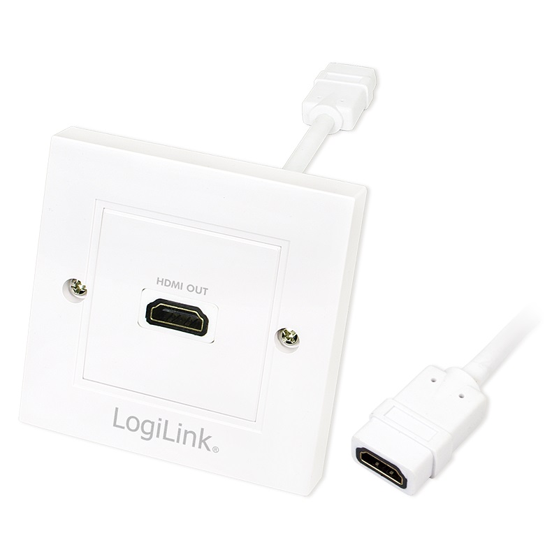 LogiLink AH0014 blanco Adaptador de pared HDMI Wall Plate hembra 1 puerto 