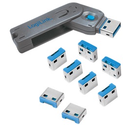 AU0045 USB PORT BLOCKER (1xKEY & 8xLOCKS) LOGILINK