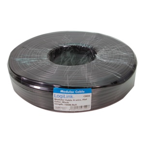 CM04 TELEPHONE CABLE FLAT 4-WIRES 100m BLACK, LOGILINK