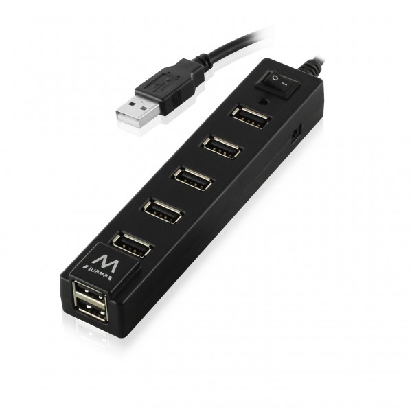 EW1130 USB HUB2.0  7-PORT, WITH ON/OFF SWITCH BLACK EWENT
